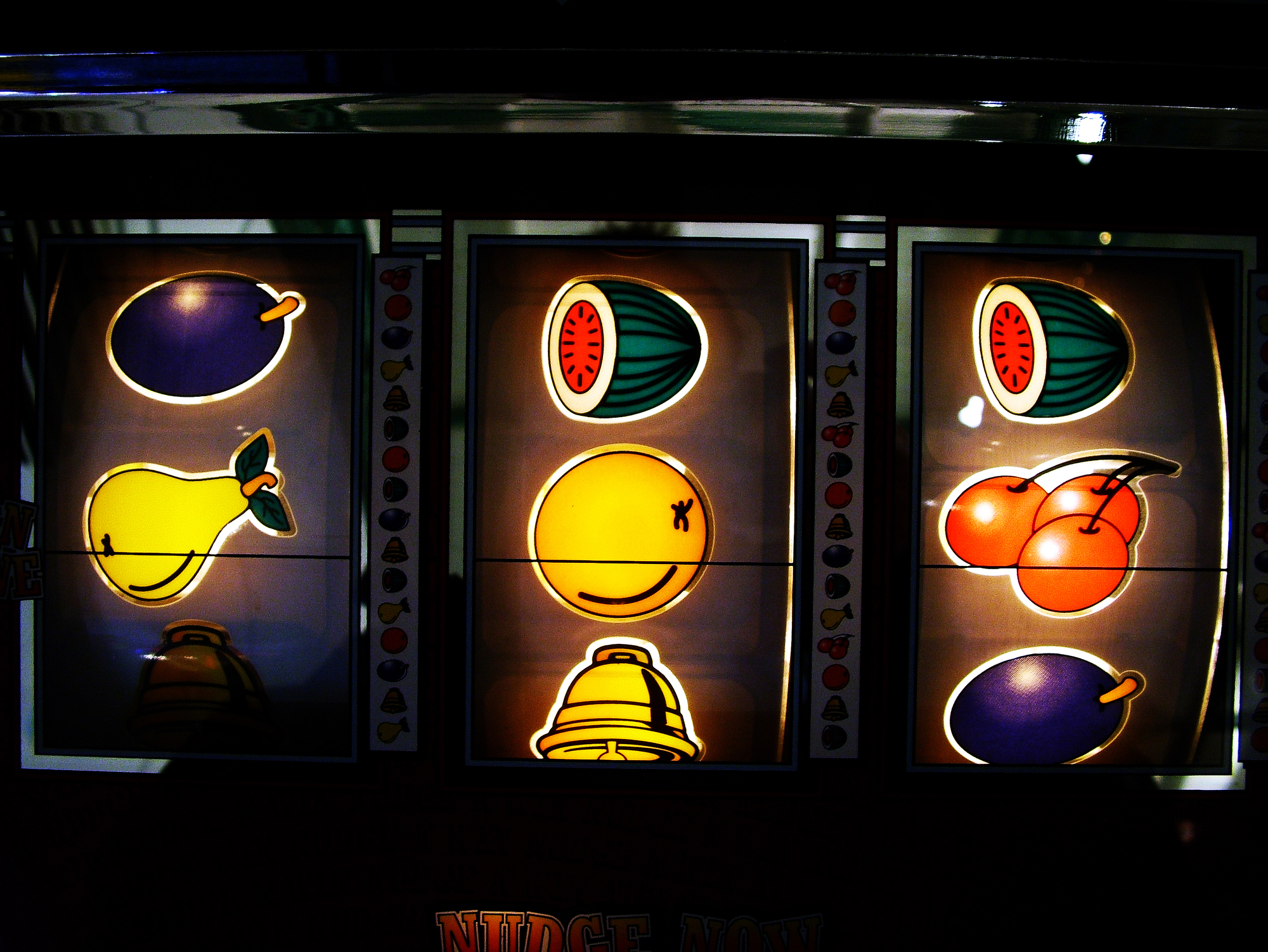 Gambling slot machine close up
